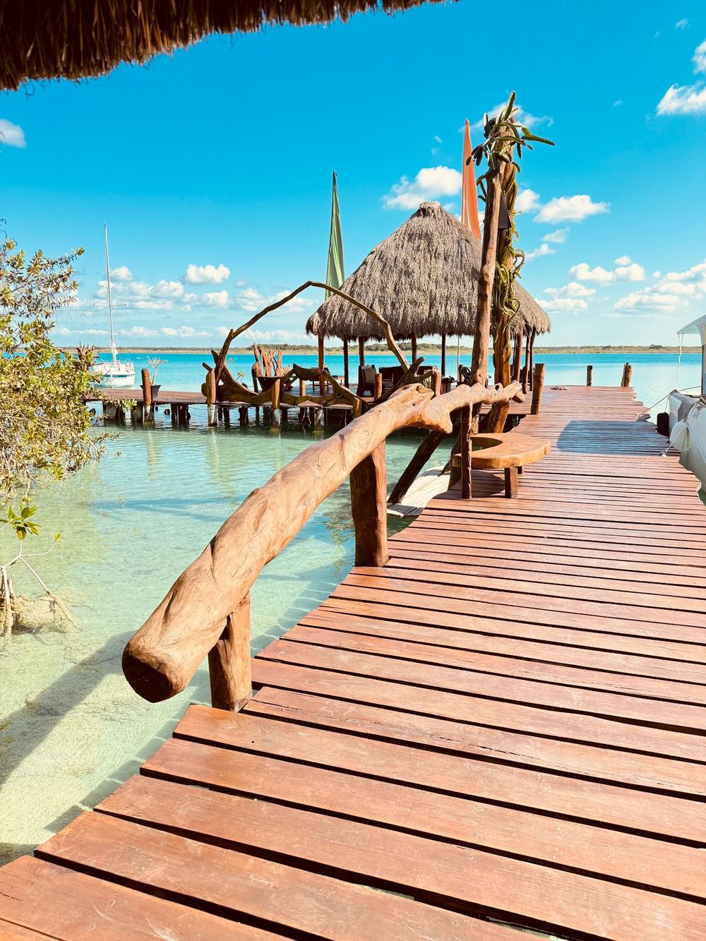 Muelle de madera hacia la laguna